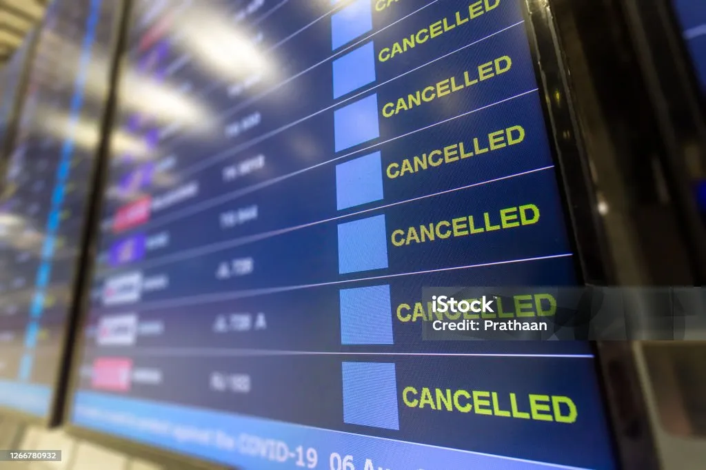 Cancelled all flight on flight information board at airport